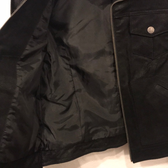 LEVIS black fitted cropped 100% leather coat XS - Picture 4 of 8